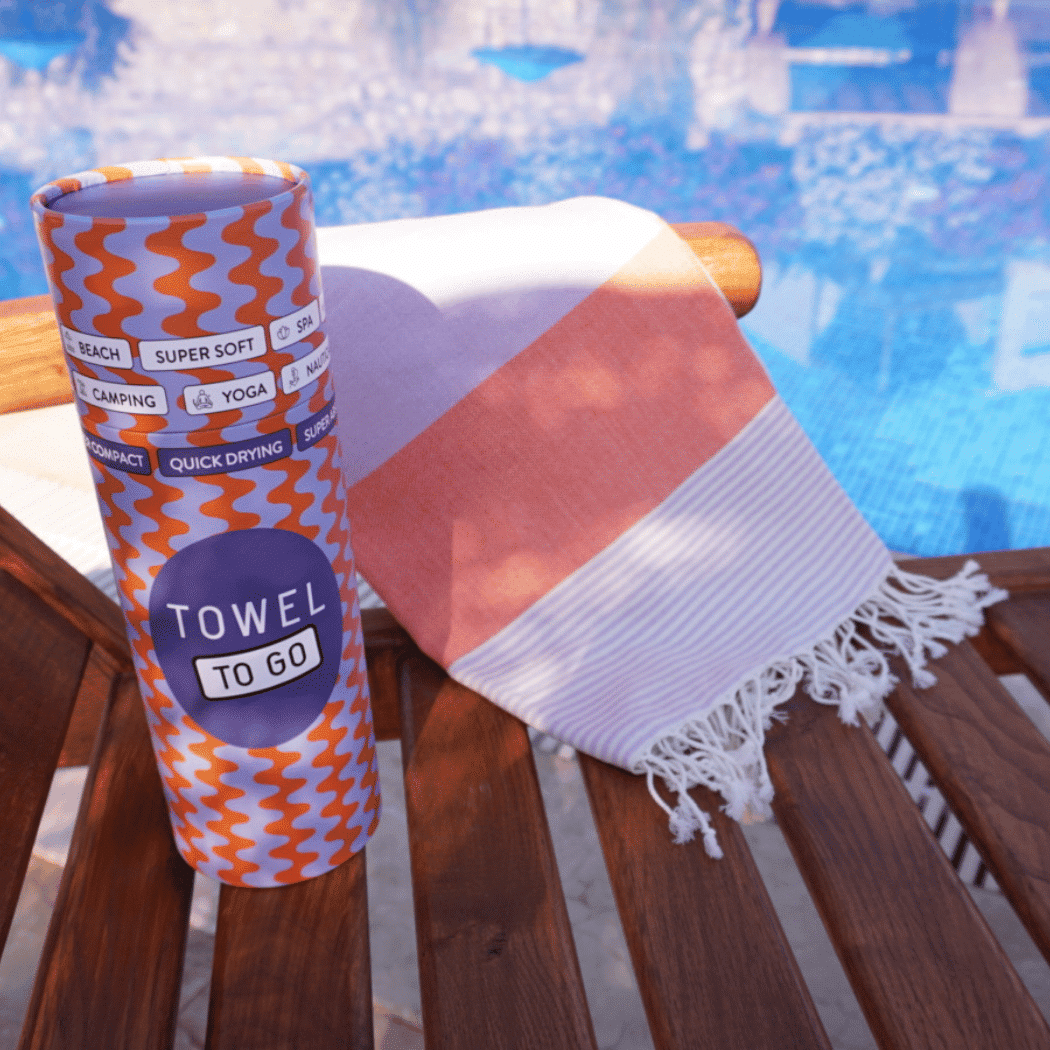 Beach Pool Hammam Towel, Orange - Purple in Gift Box