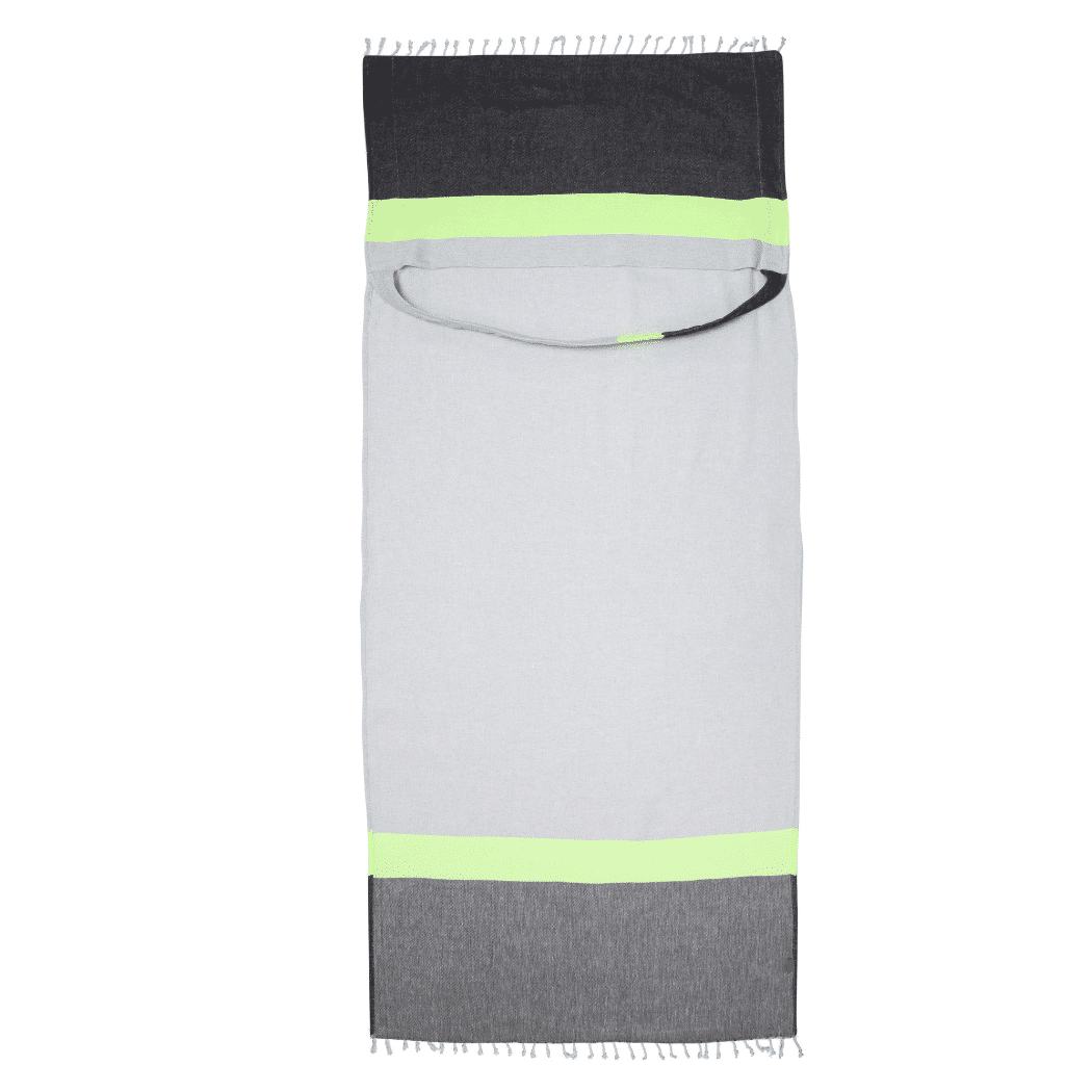 Two-in-One Beach Towel Bag Grey - Black with Gift Box