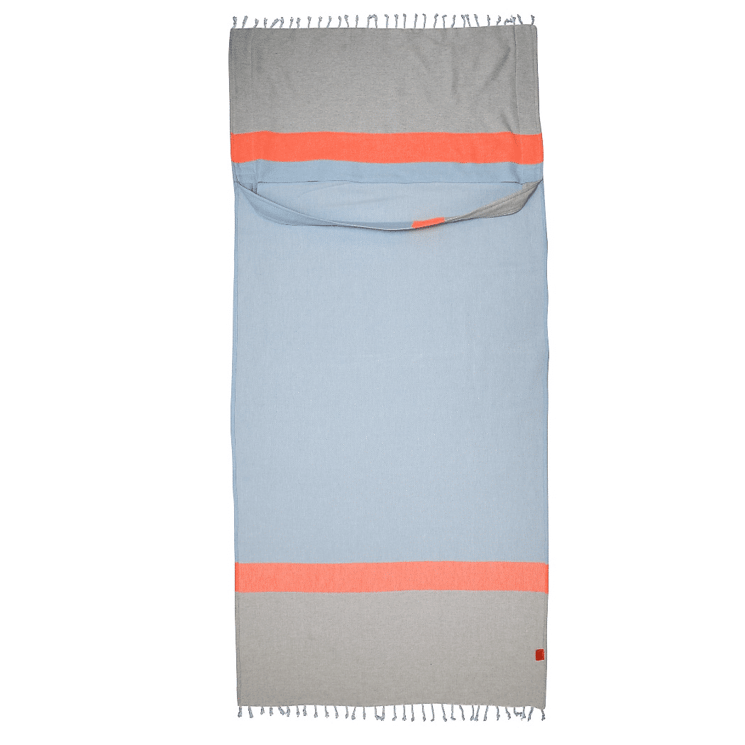 Two-in-One Beach Towel Bag Blue - Grey with Gift Box