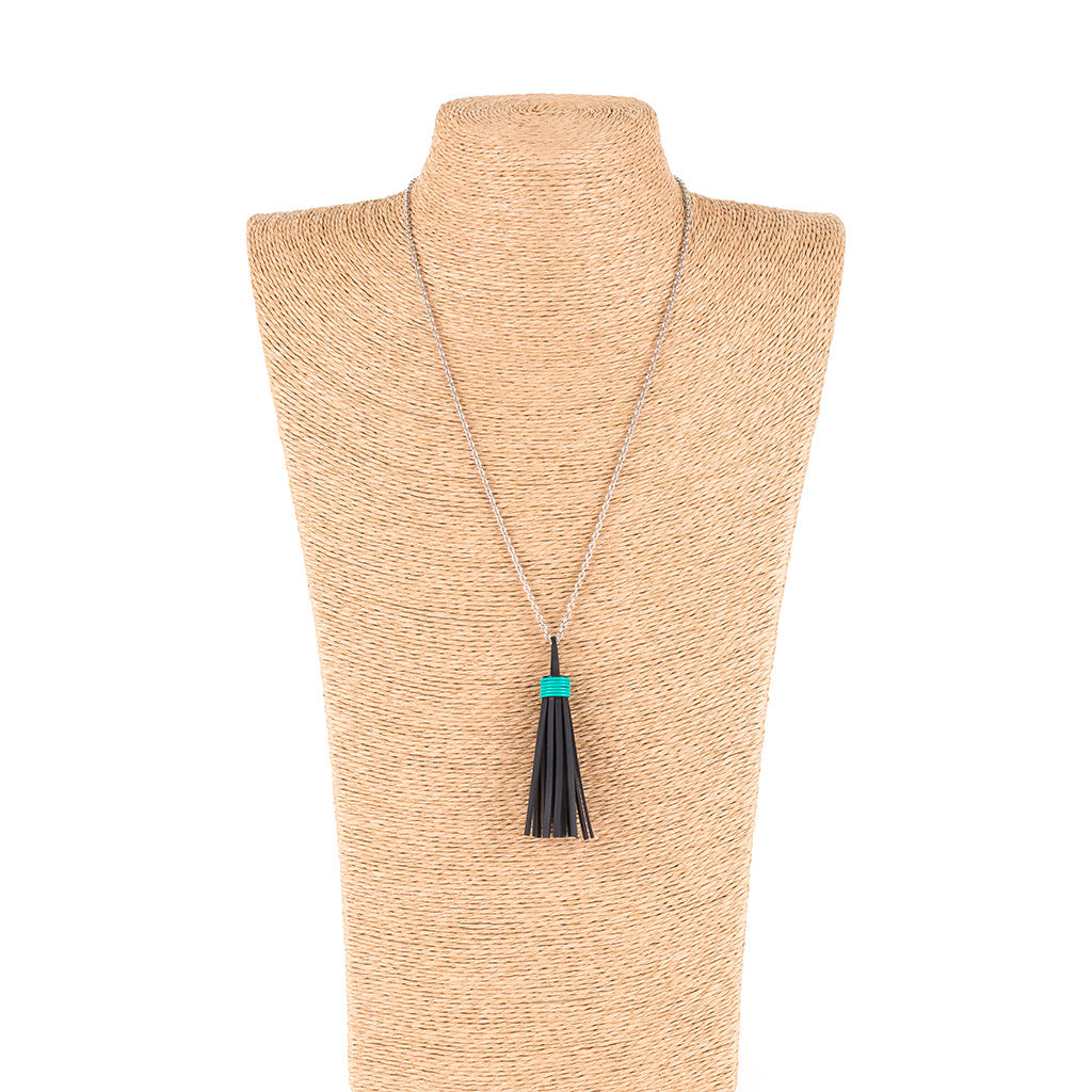 Asante Recycled Rubber Tassel Necklace
