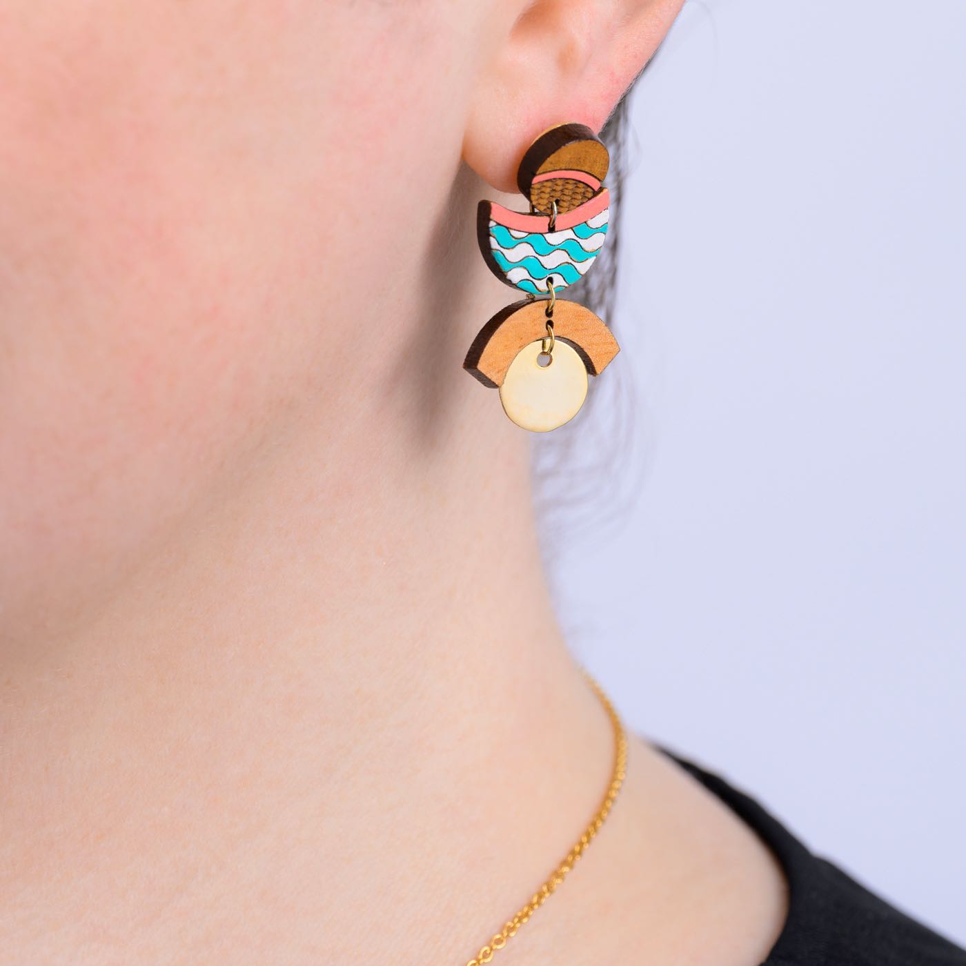 Thallaso Recycled Wood Gold Earrings