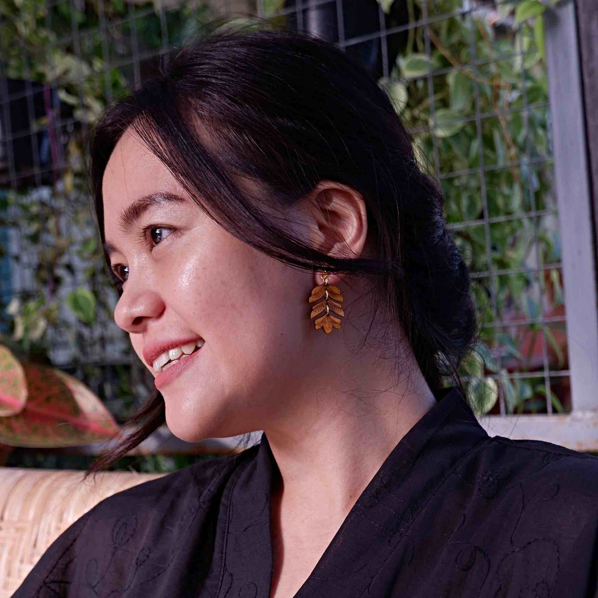 Uler Uleran Hand Painted Recycled Wood Earrings product view