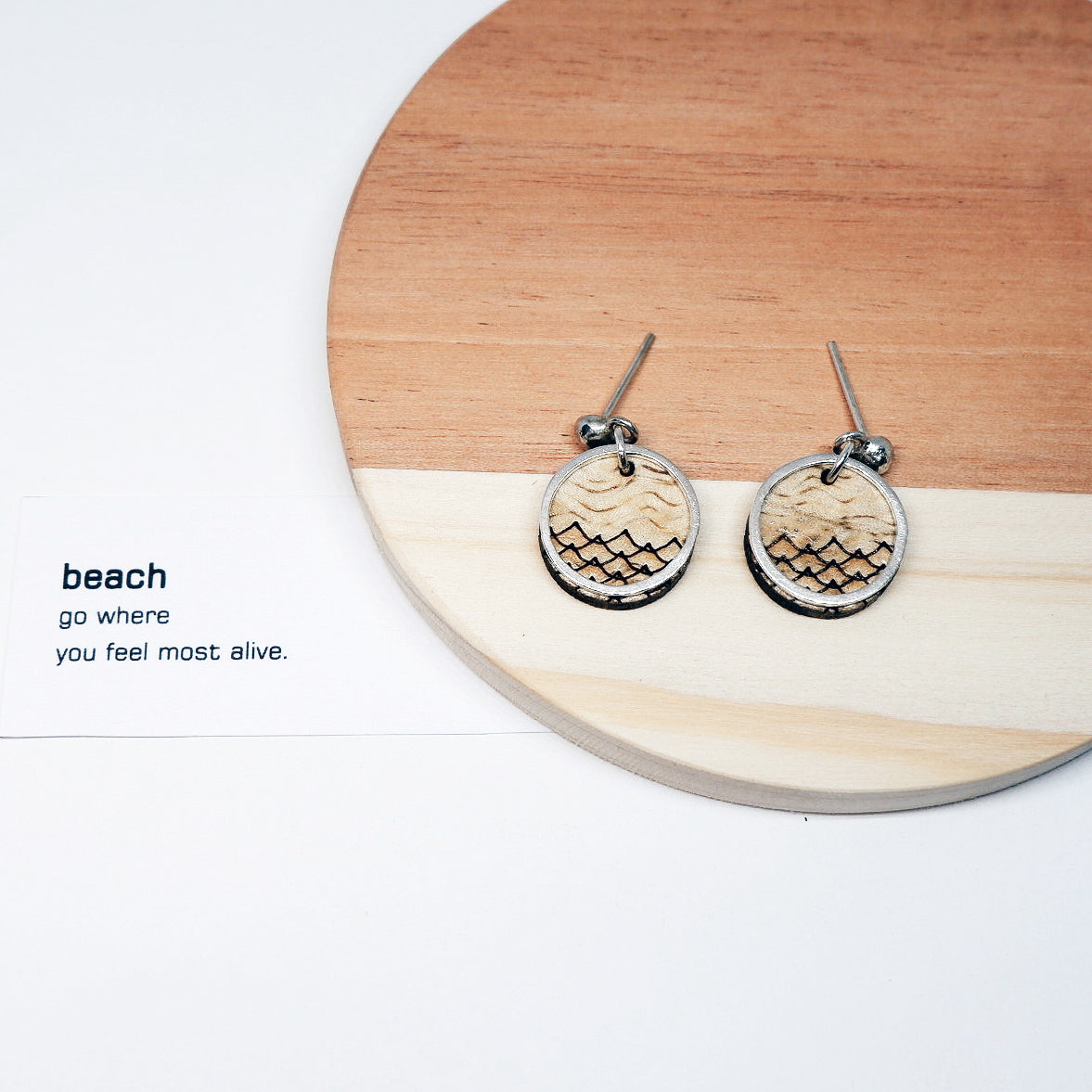 Cove colourful recycled wood earrings