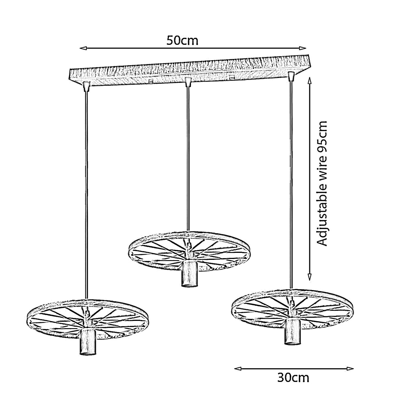 Brushed Silver Iron Wheel Chandelier Retro Industrial Style