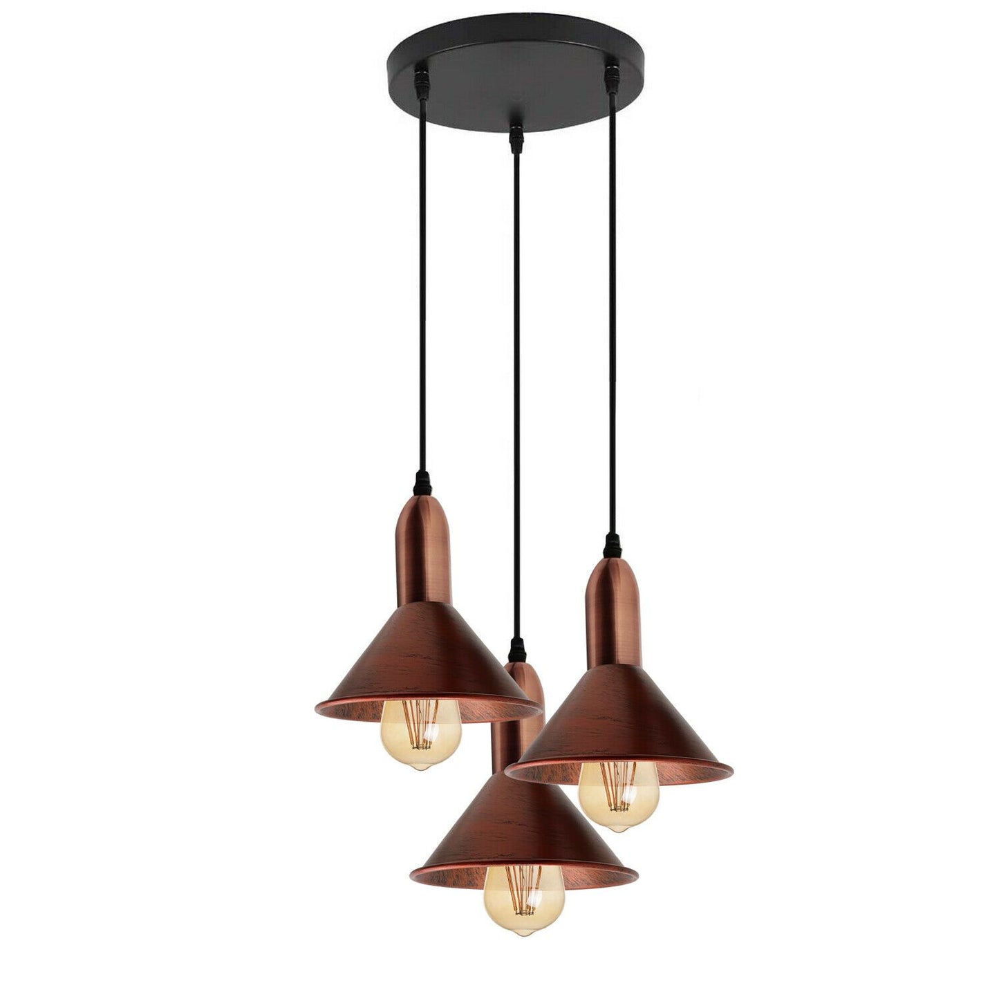 Retro Style 3 Way Rustic Red Metal Pendant Ceiling Light Fitting