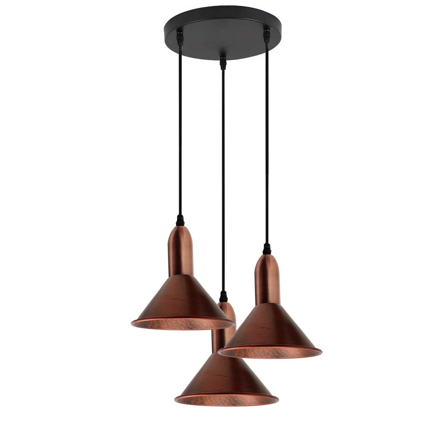 Retro Style 3 Way Rustic Red Metal Pendant Ceiling Light Fitting