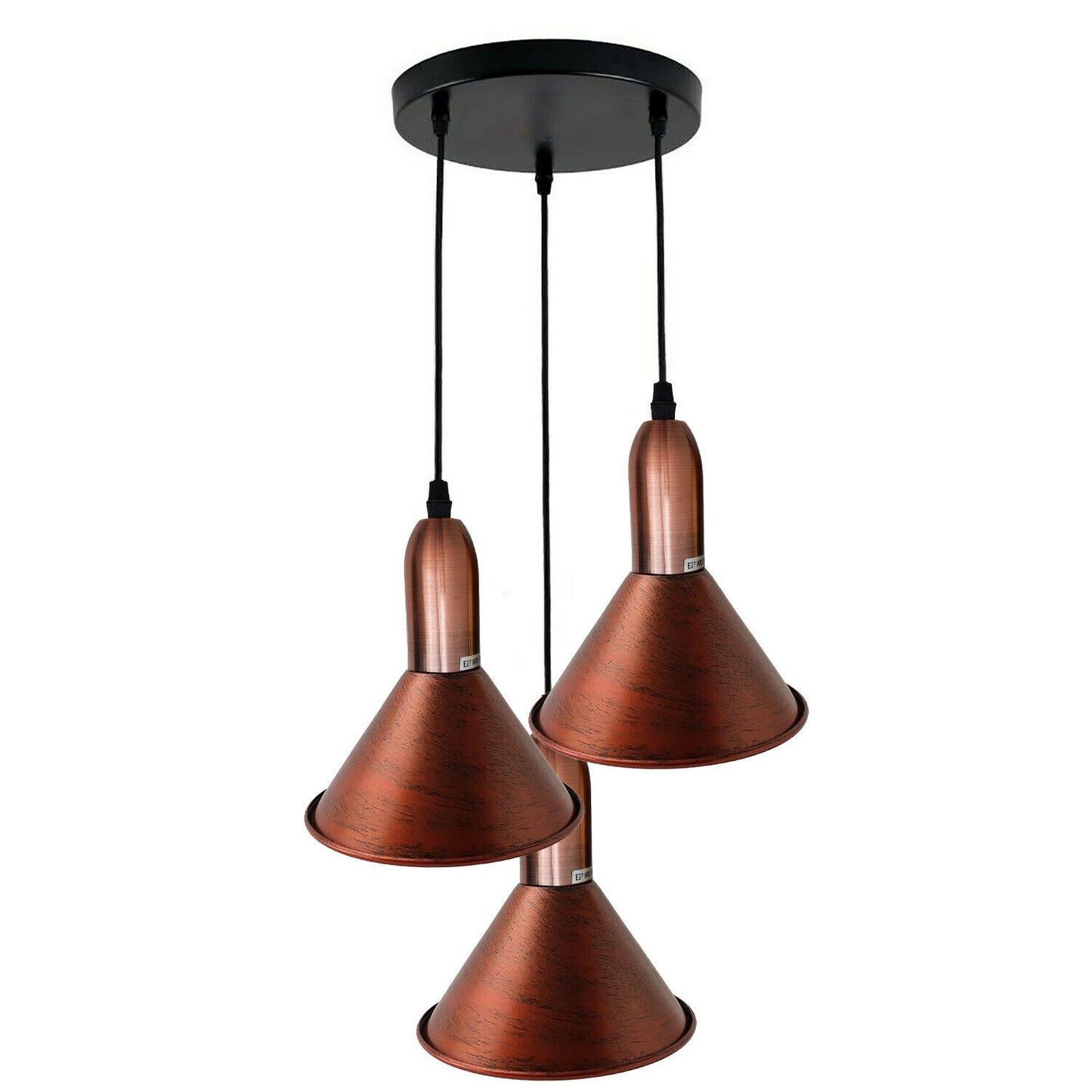 Retro Style 3 Way Rustic Red Metal Pendant Ceiling Light Fitting