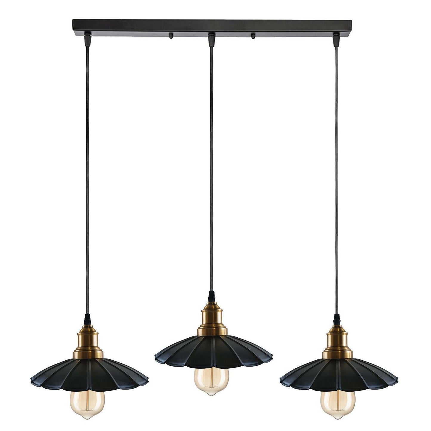 Black 3 Pendant Light with Gold holder