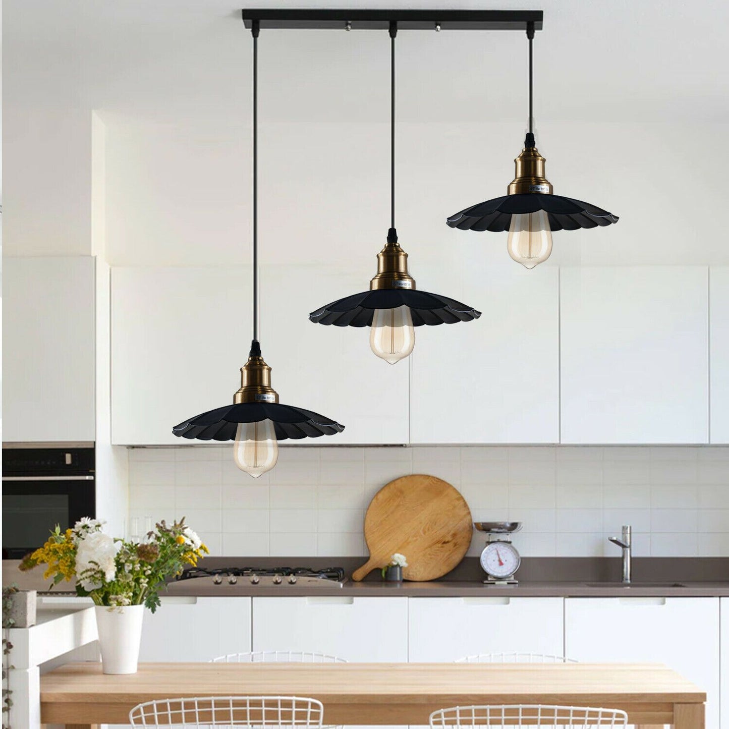 Black 3 Pendant Light with Gold holder