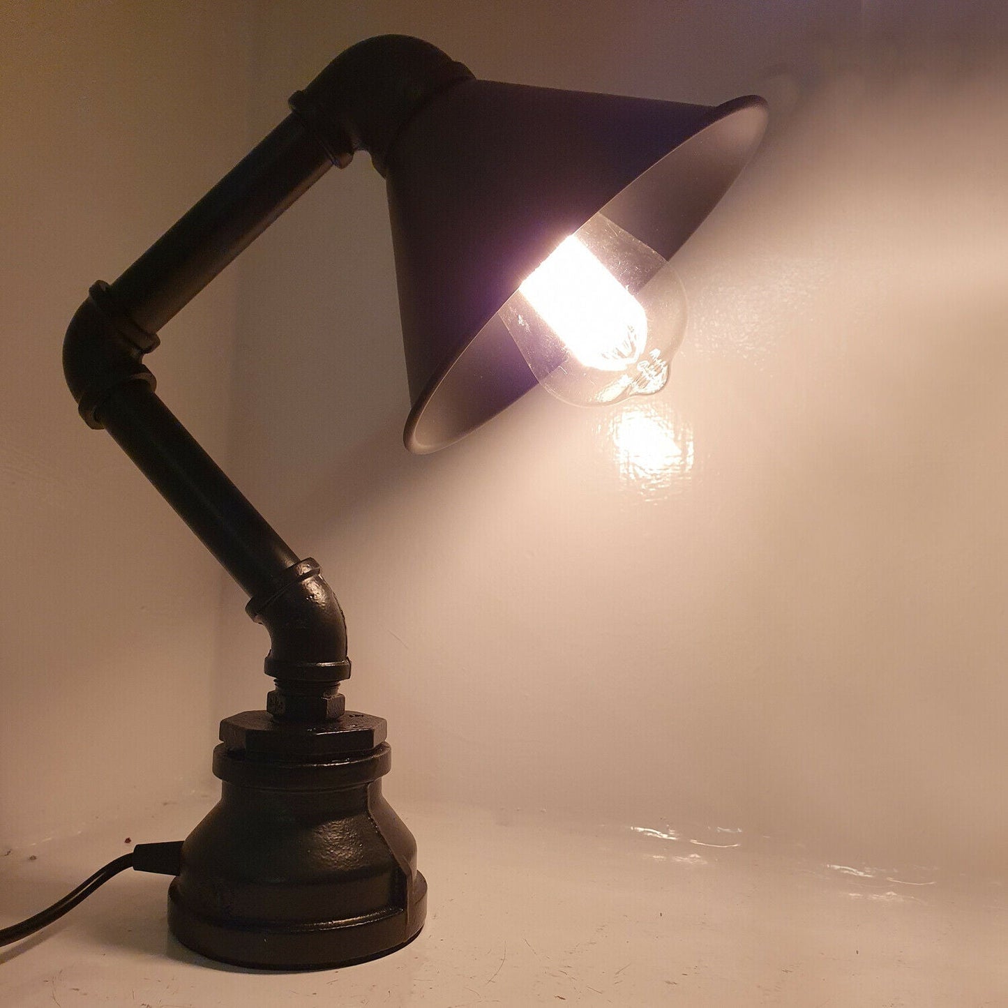 Retro Industrial Steampunk Pipe Bedside Plug in Table Lamp