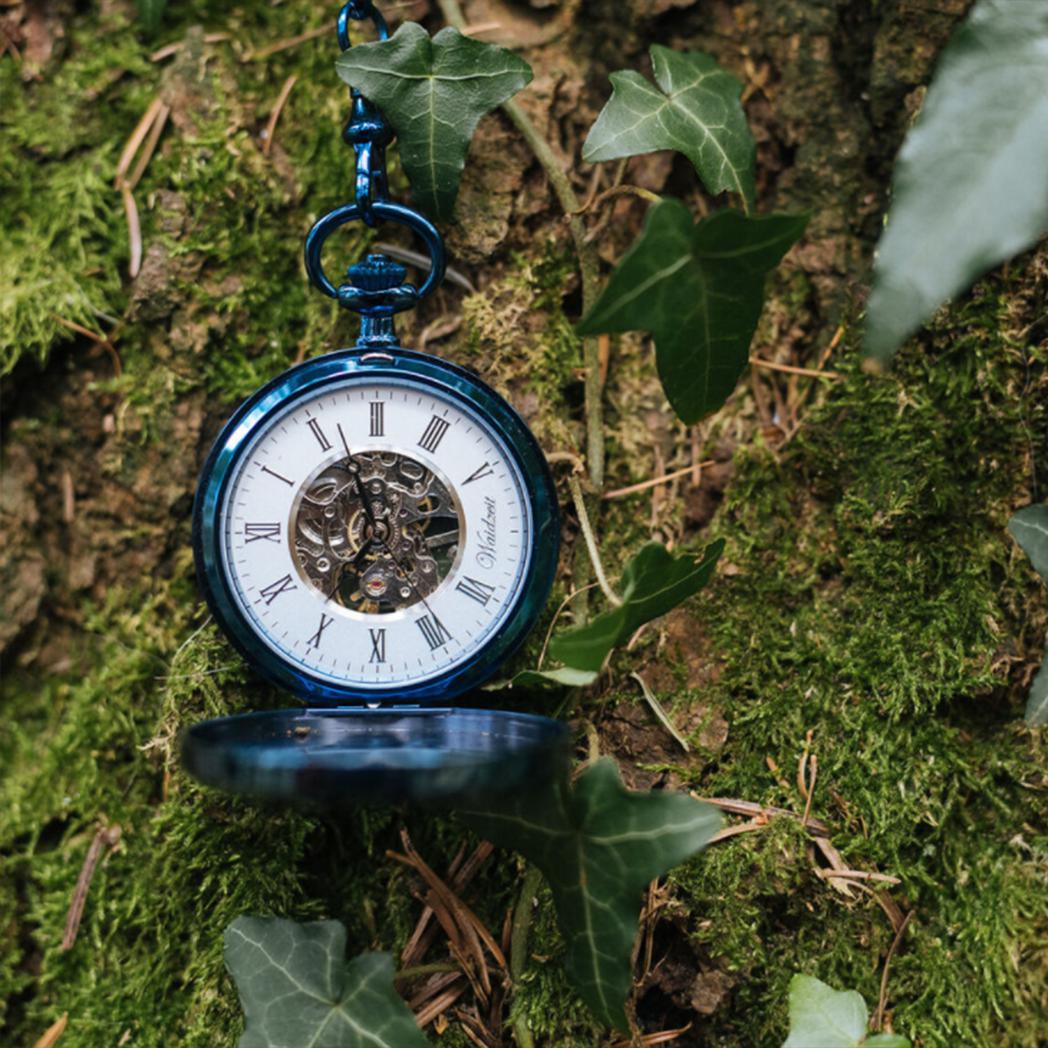 Waidzeit Franz Ferdinand Skeleton pocket watch blue