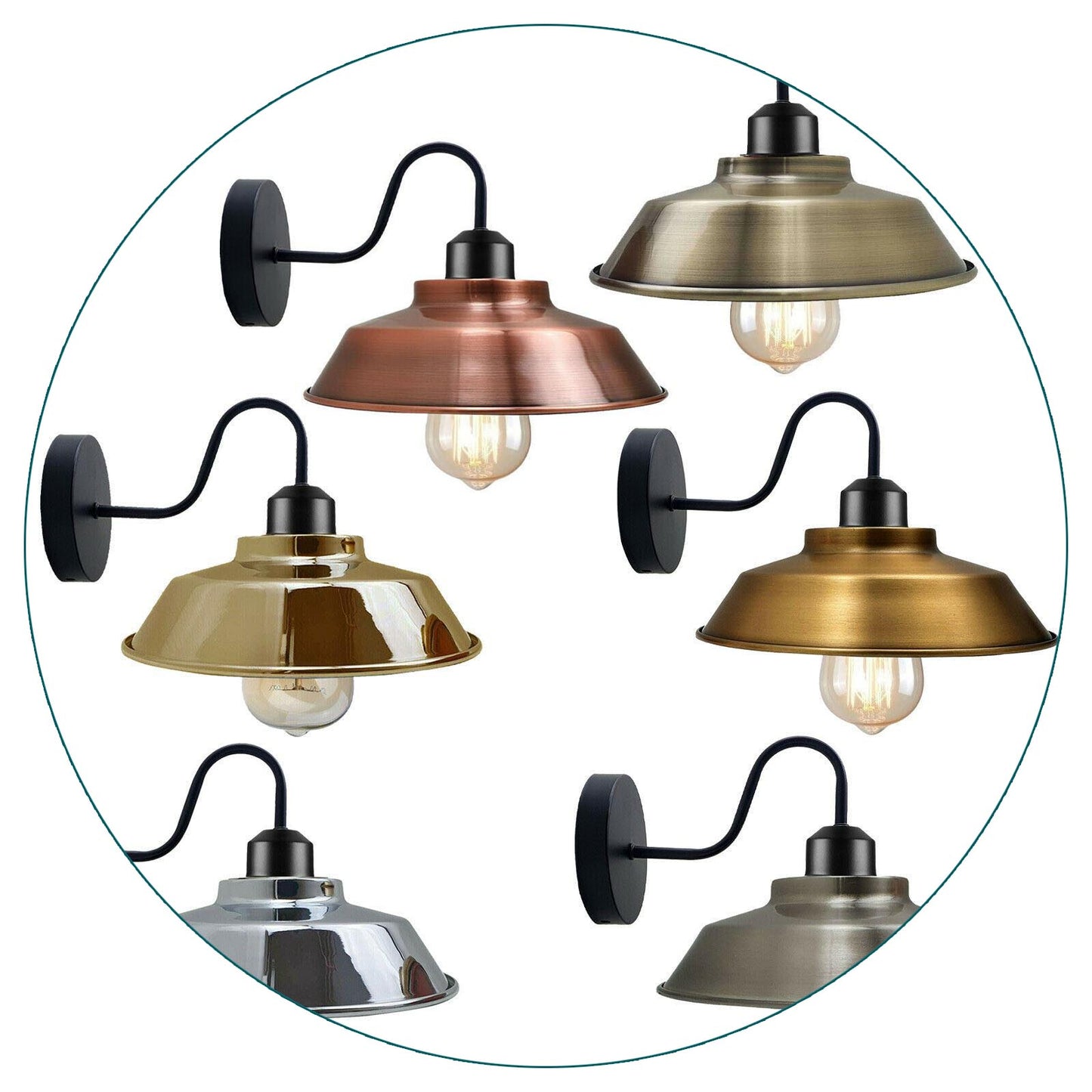 Retro Industrial Wall Lights Indoor E27 Indoor Sconce Metal Bowl Shape