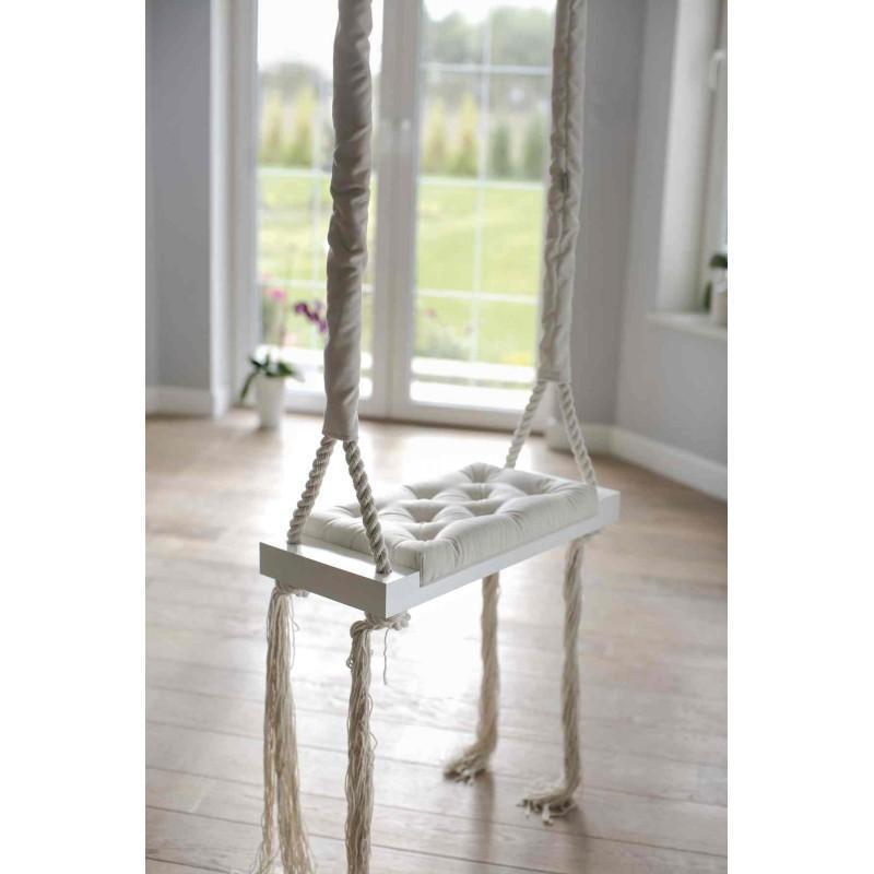 Wooden Swing Vintage Cream Velvet