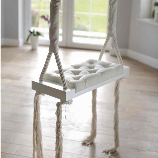 Wooden Swing Vintage Cream Velvet