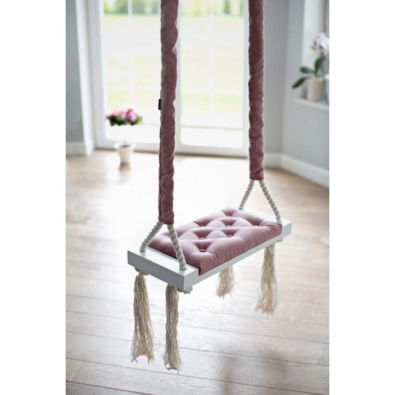 Wooden Swing Vintage Dirty Pink Velvet