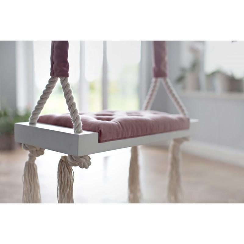 Wooden Swing Vintage Dirty Pink Velvet