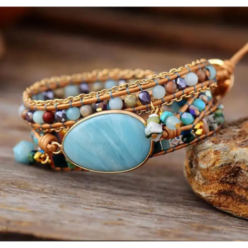 Amazonite Statement Wrap Bracelet