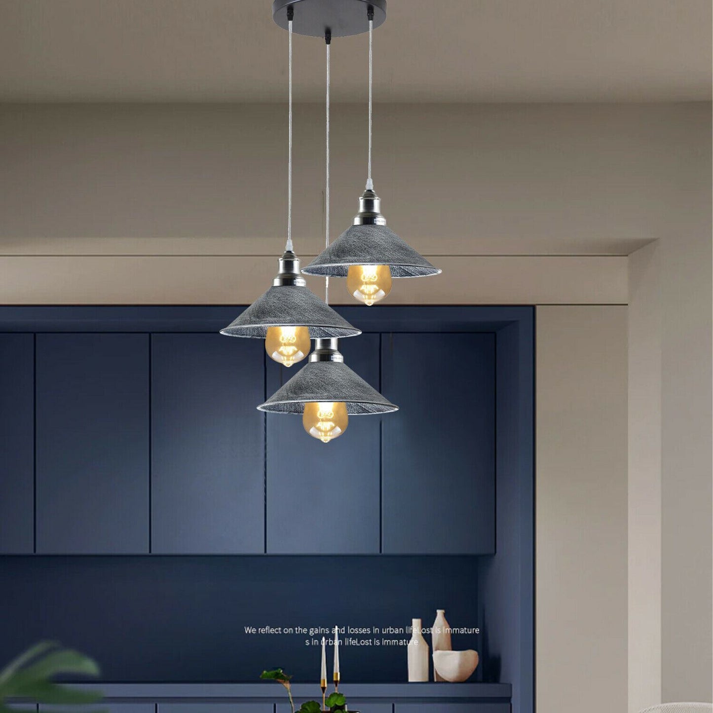 3 Pendant Light Fixture Brass Over the Kitchen Island