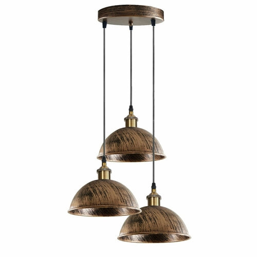 Cluster 3-Light Antique Brass Dome Pendant Light