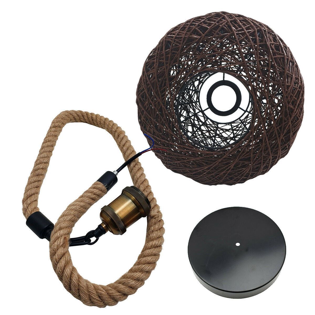 Rattan Ceiling Light lamp Hanging Hemp Rope Pendant Lamp Shade