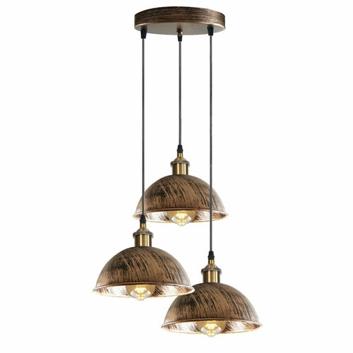 Cluster 3-Light Antique Brass Dome Pendant Light