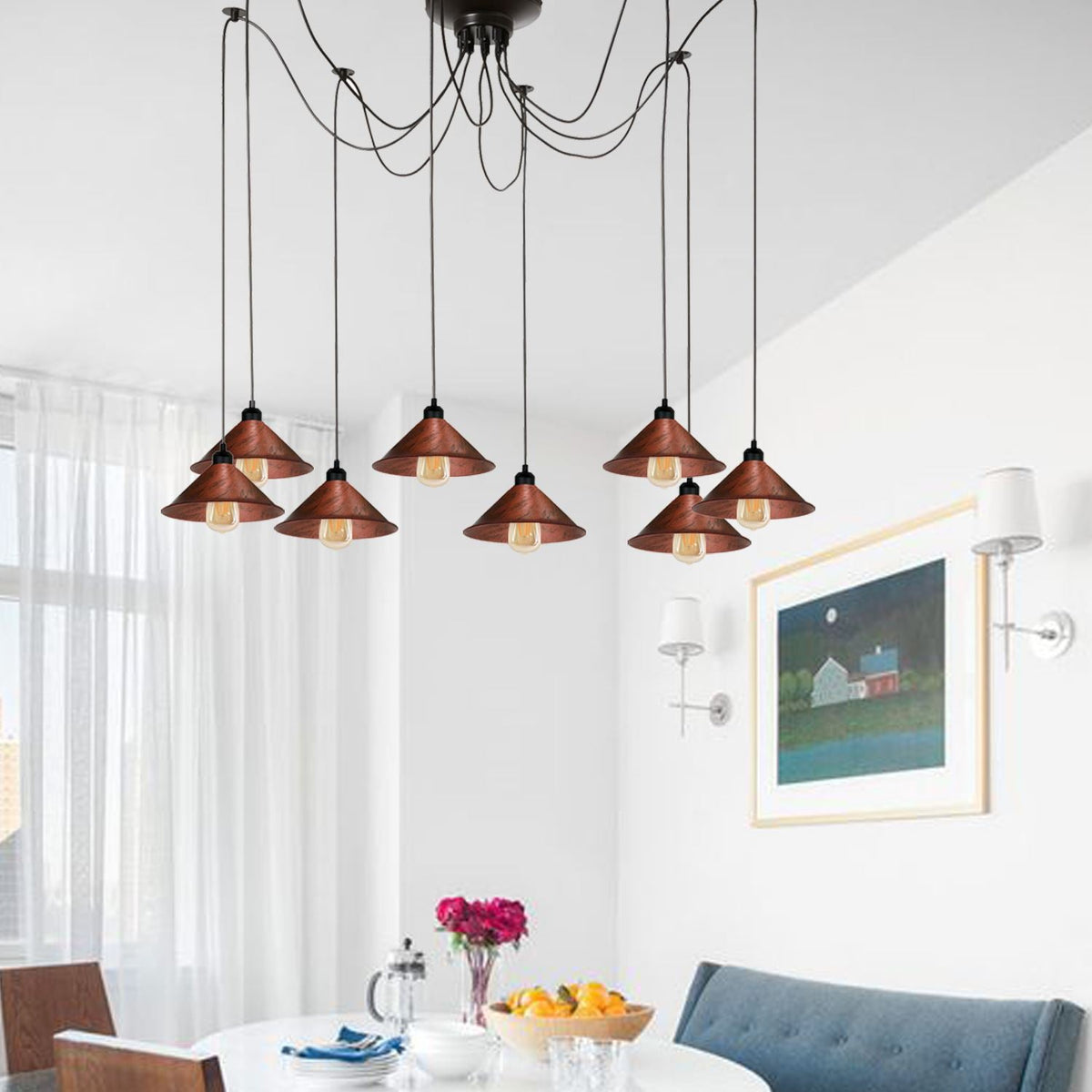 5 & 8 Light Industrial Spider Pendant