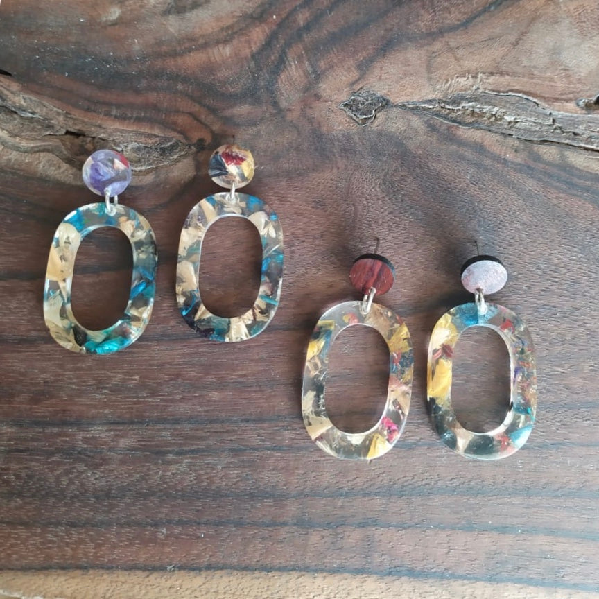 Opal Recycled Skateboard Resin Earrings