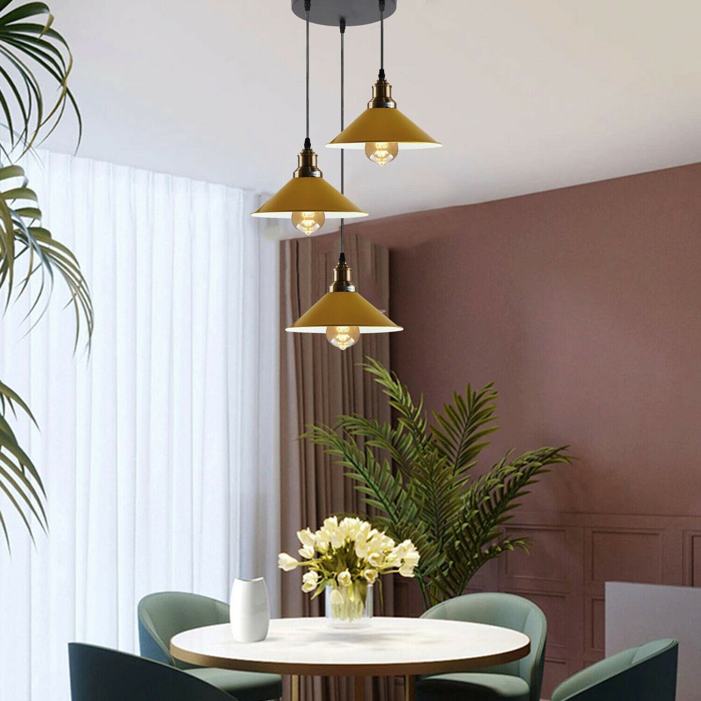 3 Pendant Light Fixture Brass Over the Kitchen Island