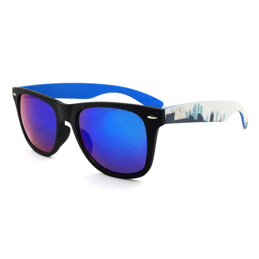 Classic Retro Sunglasses in Black/blue/skyline