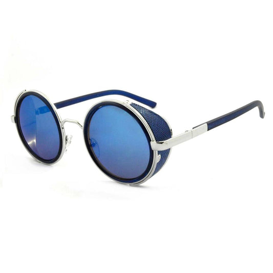 Round Sunglasses With Side Shield In Blue