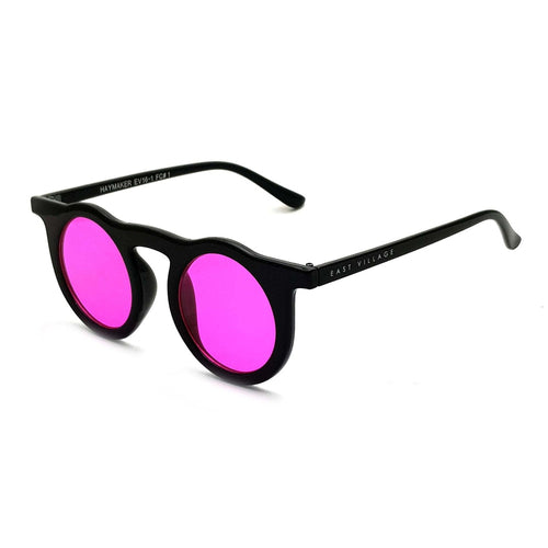 Haymaker Round Sunglasses Black With Pink Lens