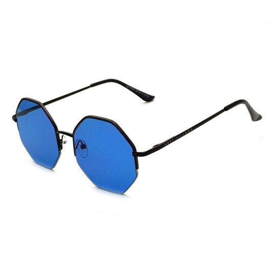 Hex Sunglasses Black With Blue Lens