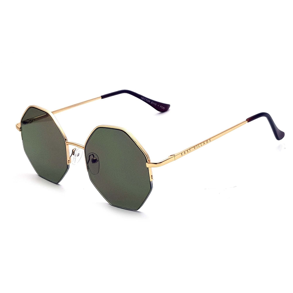 East Village 'Hector' Hex Sunglasses Gold