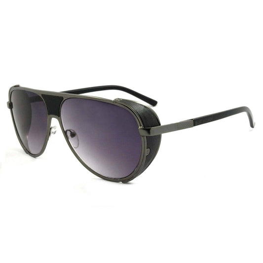 Side Shield Aviator Sunglasses in Black/gunmetal