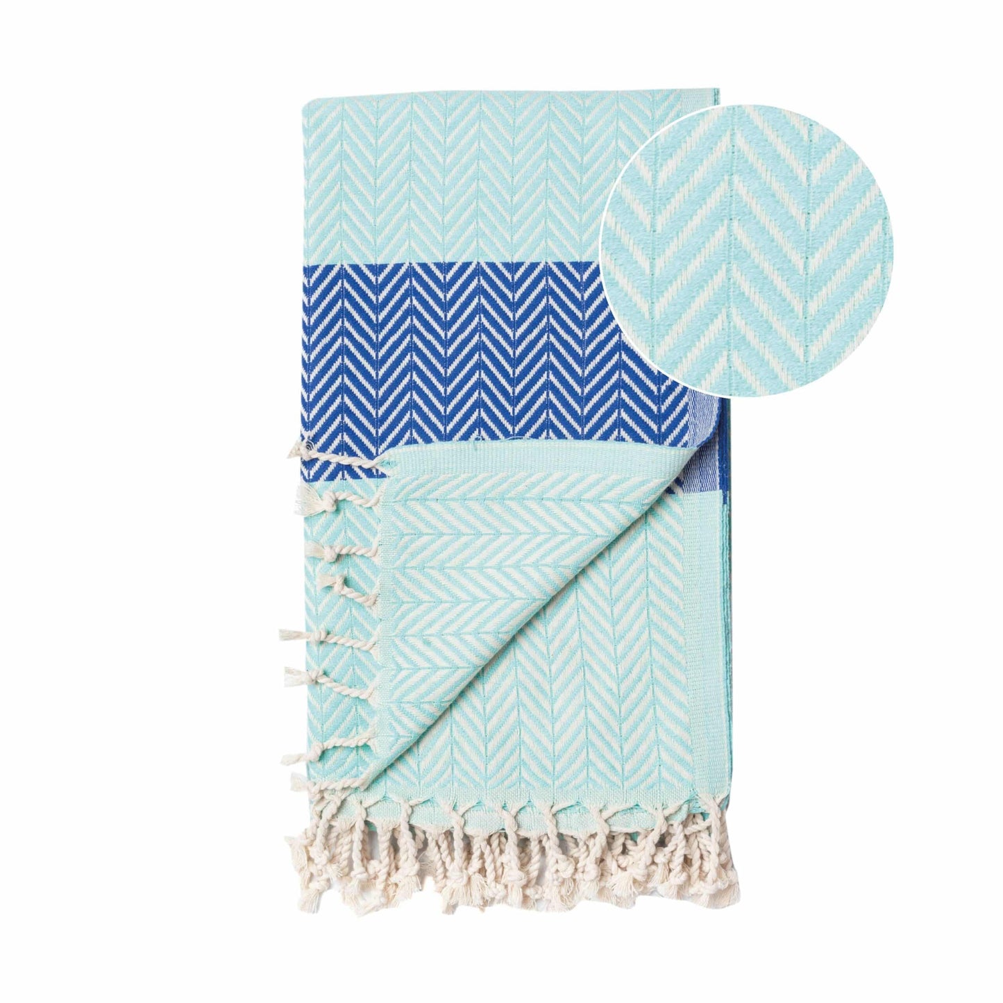 Beach Spa Turkish Hammam Towel Balik Mint/Blue