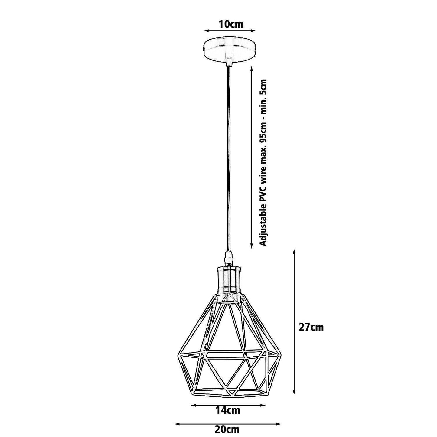 Modern Diamond Cage Pendant Light Fitting Geometric Wire Cage