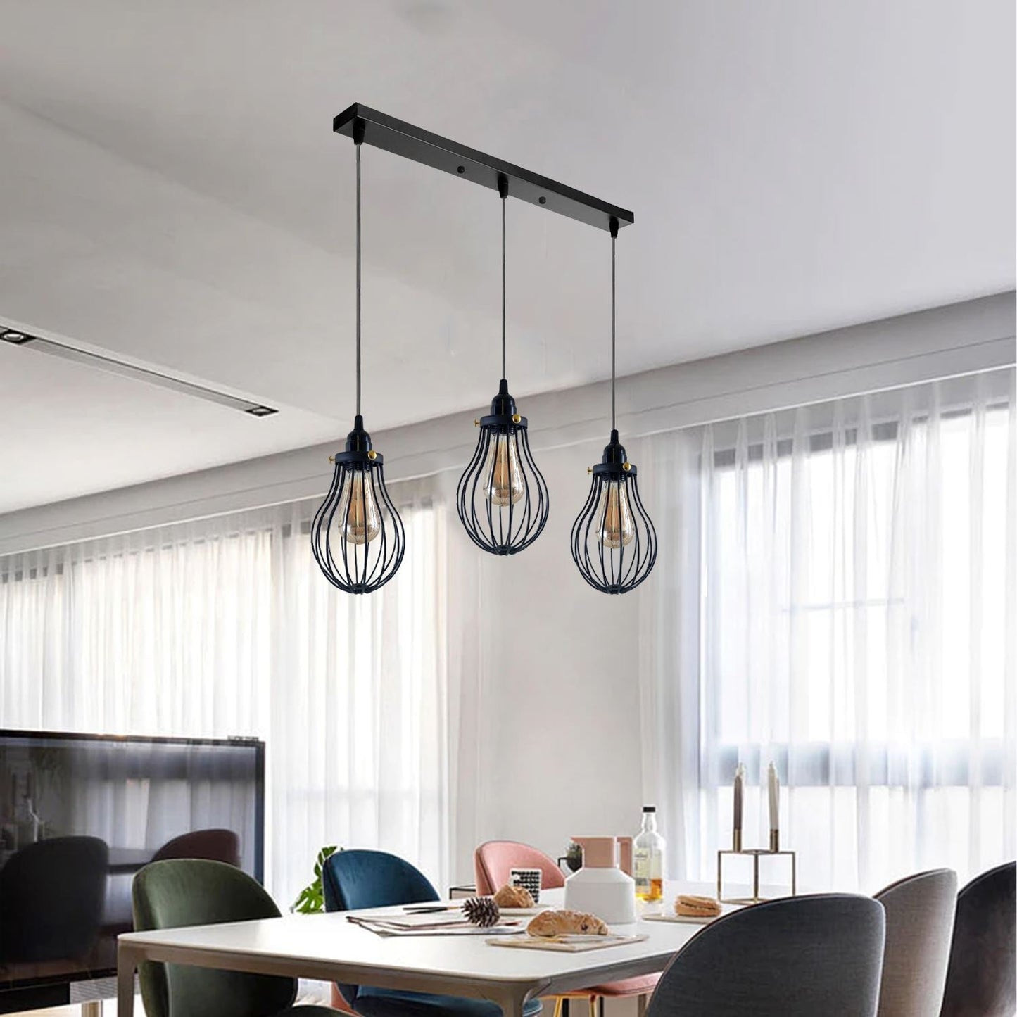 Driftline Black Cage Pendant Light E27 Collection