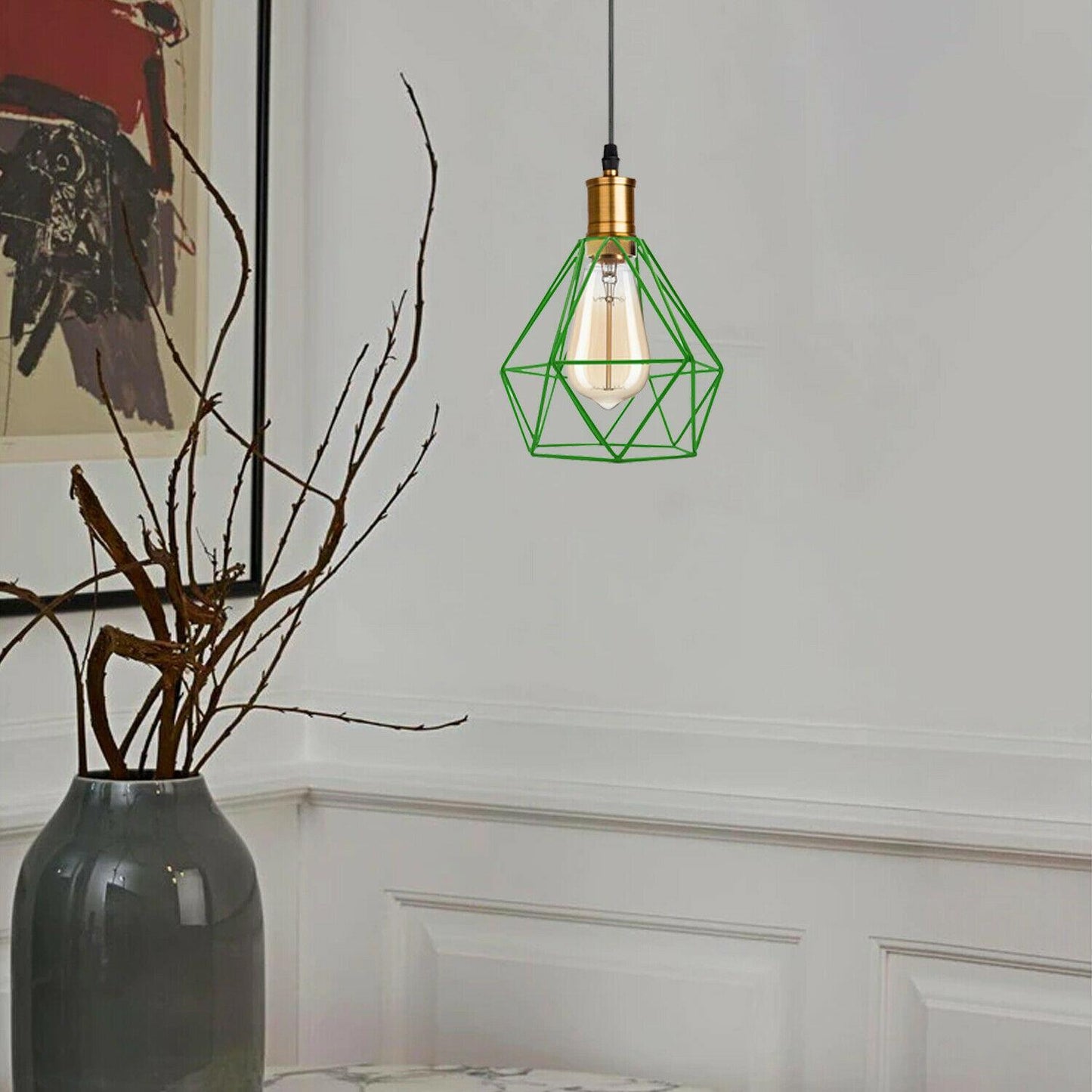 Modern Diamond Cage Pendant Light Fitting Geometric Wire Cage