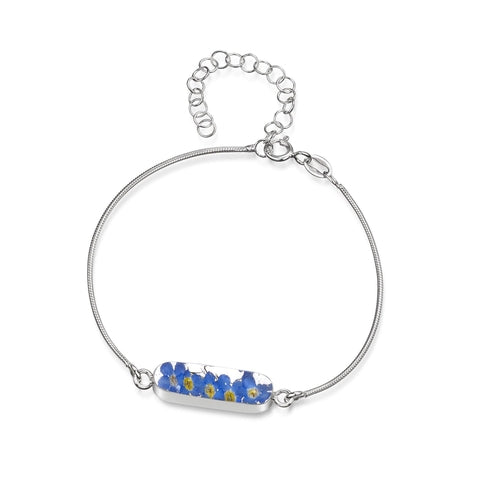 Forget-me-not bracelet | Sterling silver snake bracelet with real