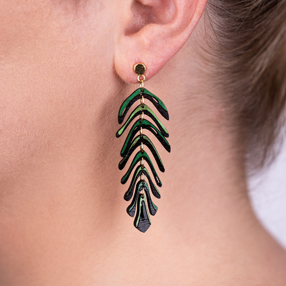 Areca Reclaimed Rosewood Palm Leaf Earrings product view