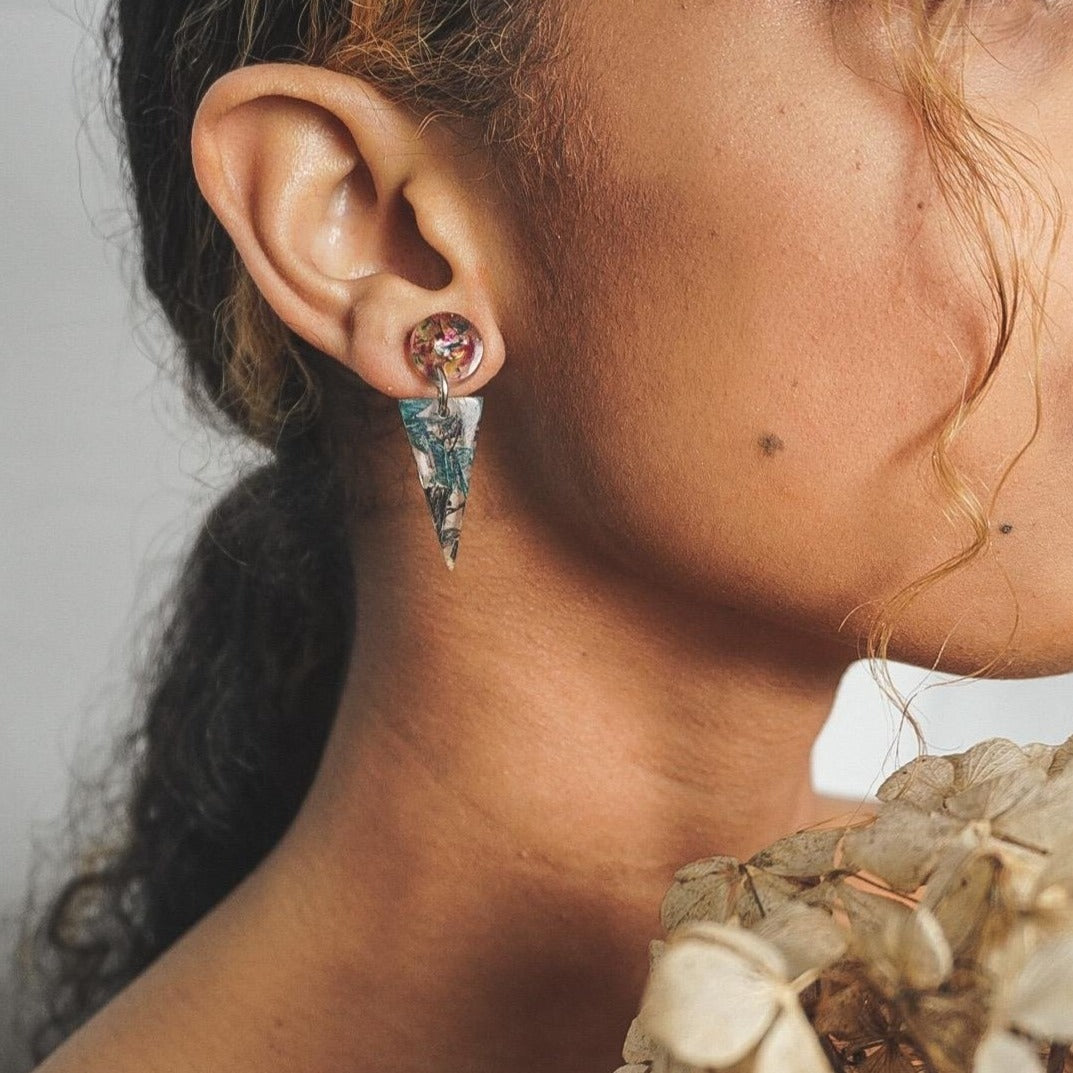 Shari Recycled Skateboard Resin Earrings