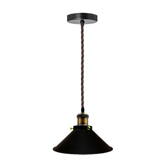 Pendant Light Vintage Flat Black Lamp Shades