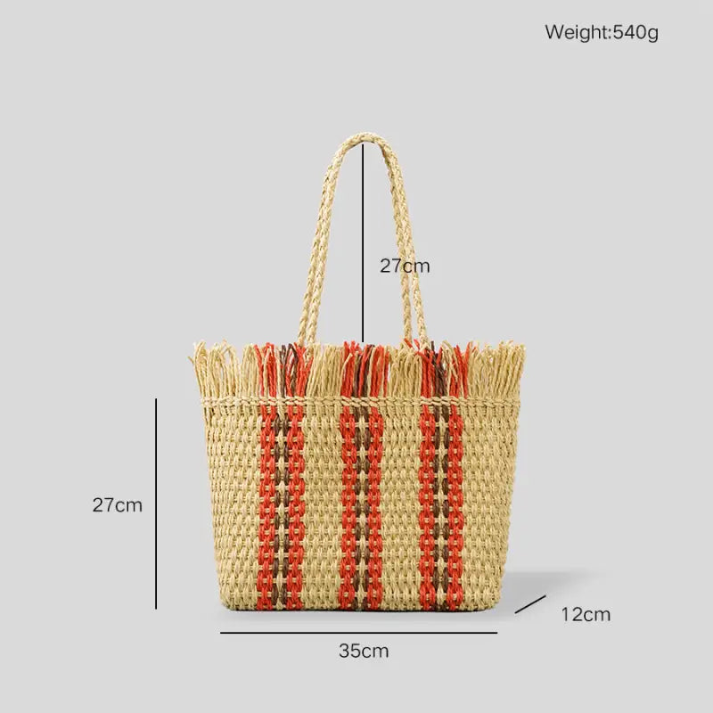 Large Capacity Straw Braided Bag