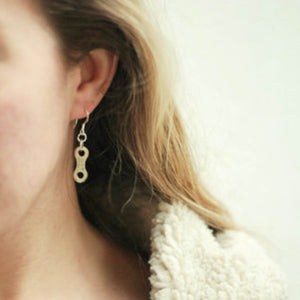 Lone Rider Recycled Bike Chain Drop Earrings product view