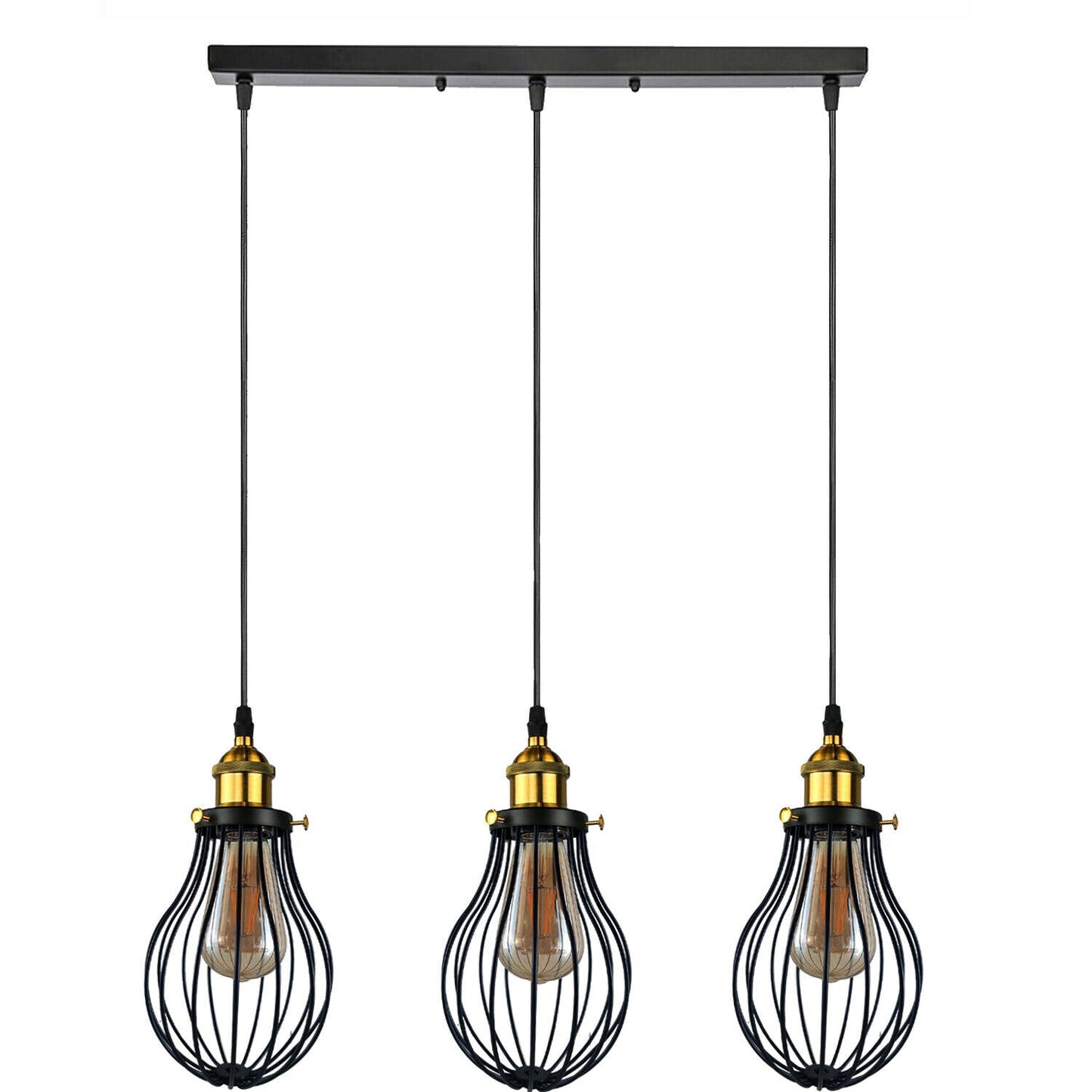 Modern Vintage Industrial Black Metal Wire Cage Loft Pendant Lamp