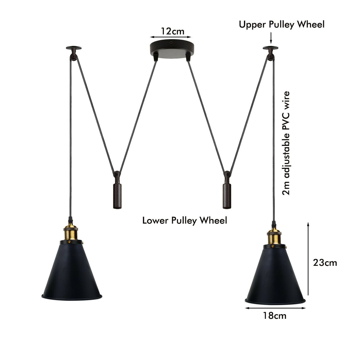 Retro Industrial Metal Cone Shape Bar Shade Black Ceiling Pendant