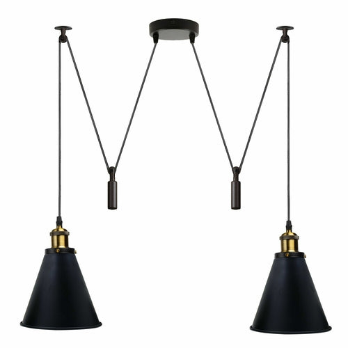 Retro Industrial Metal Cone Shape Bar Shade Black Ceiling Pendant