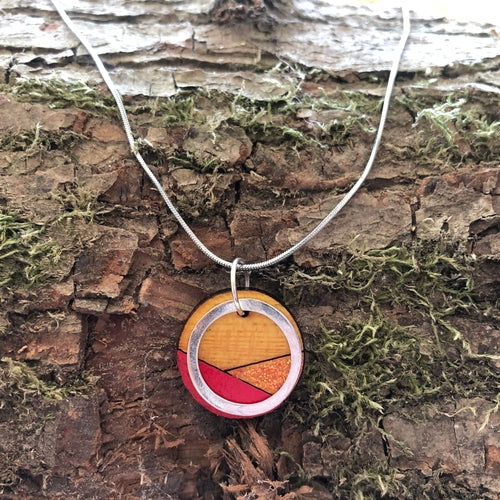 Contour Recycled Wood Silver Tone Necklace product view