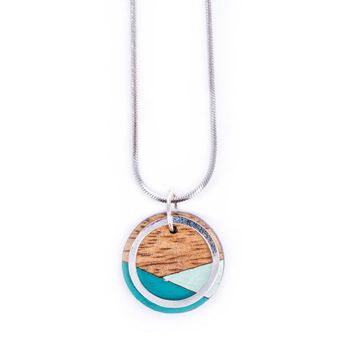 Contour Recycled Wood Silver Tone Necklace product view