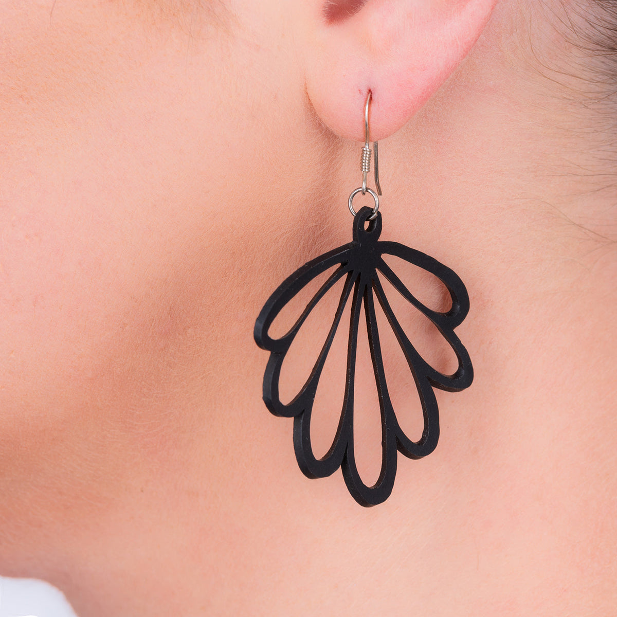 Shell Recycled Rubber Statement Earrings